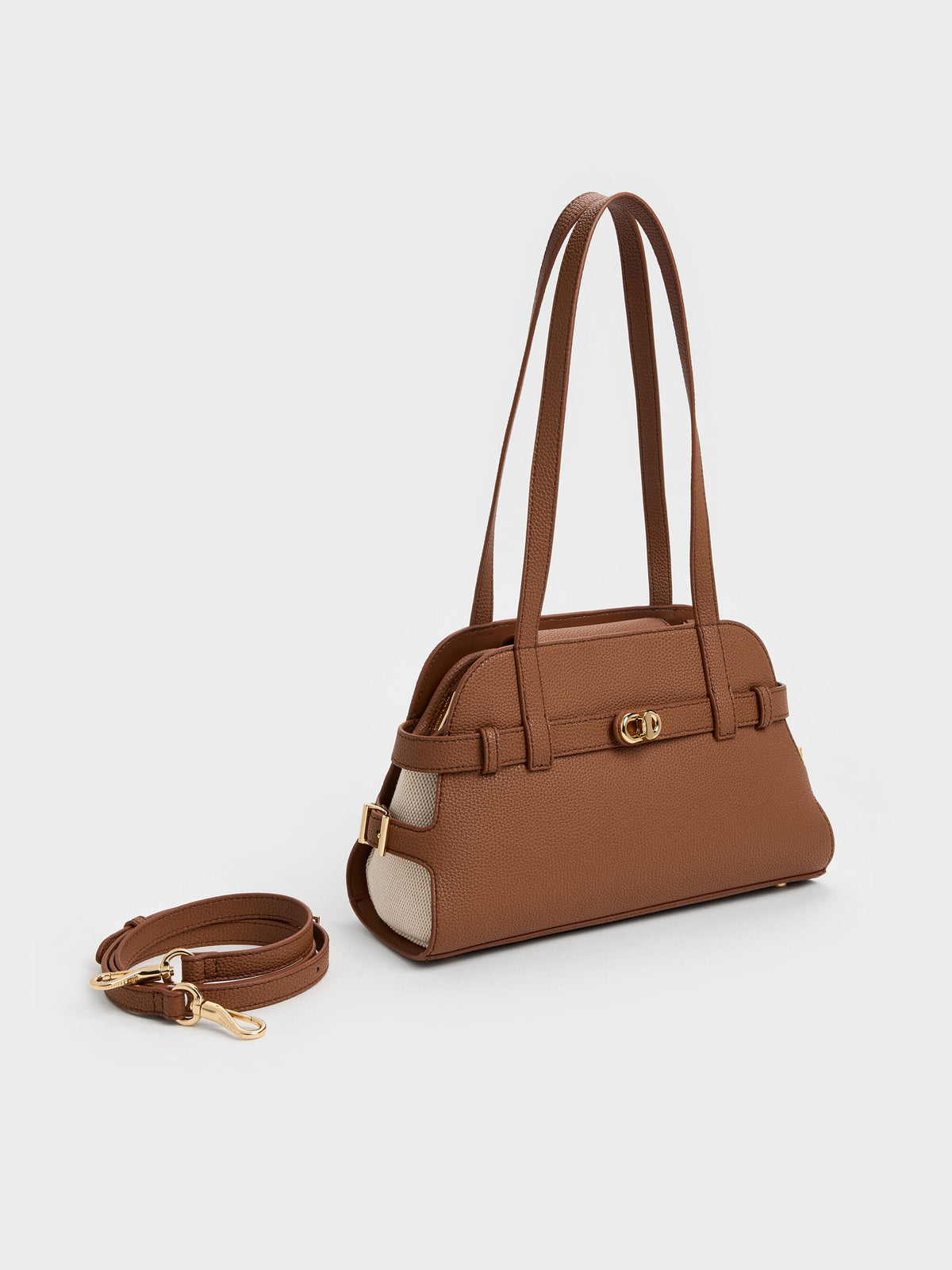 CHARLES & KEITH Latest | Aubrielle Belted Shoulder Bag - Chocolate