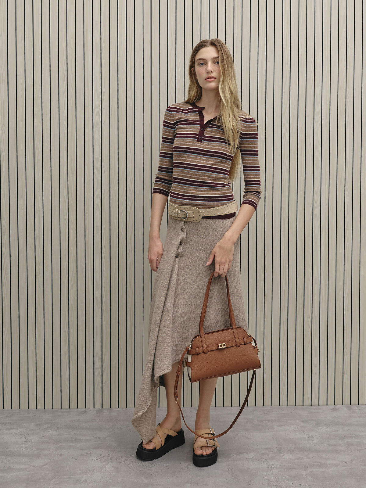 CHARLES & KEITH Latest | Aubrielle Belted Shoulder Bag - Chocolate