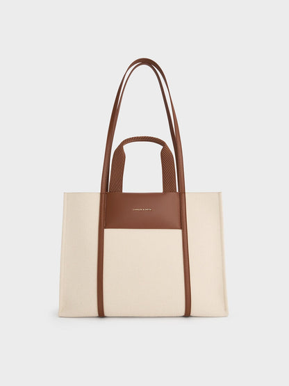 CHARLES & KEITH Great Value | Shalia Canvas Tote Bag - Beige Canvas
