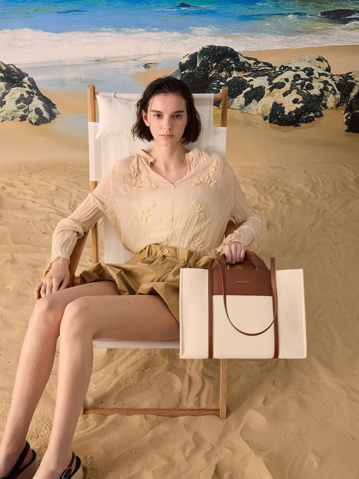 CHARLES & KEITH Great Value | Shalia Canvas Tote Bag - Beige Canvas