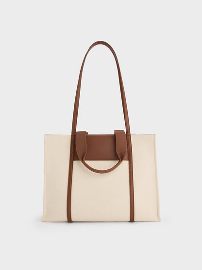 CHARLES & KEITH Great Value | Shalia Canvas Tote Bag - Beige Canvas