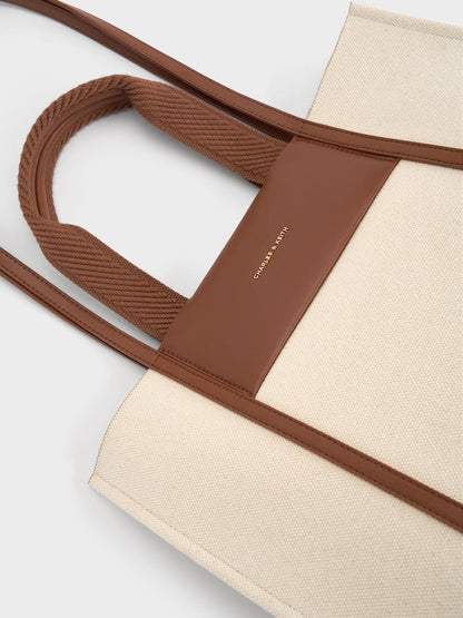 CHARLES & KEITH Great Value | Shalia Canvas Tote Bag - Beige Canvas