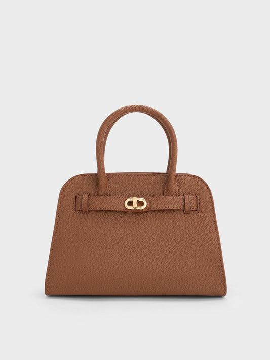 CHARLES & KEITH Exclusive | Aubrielle Belted Tote Bag - Chocolate