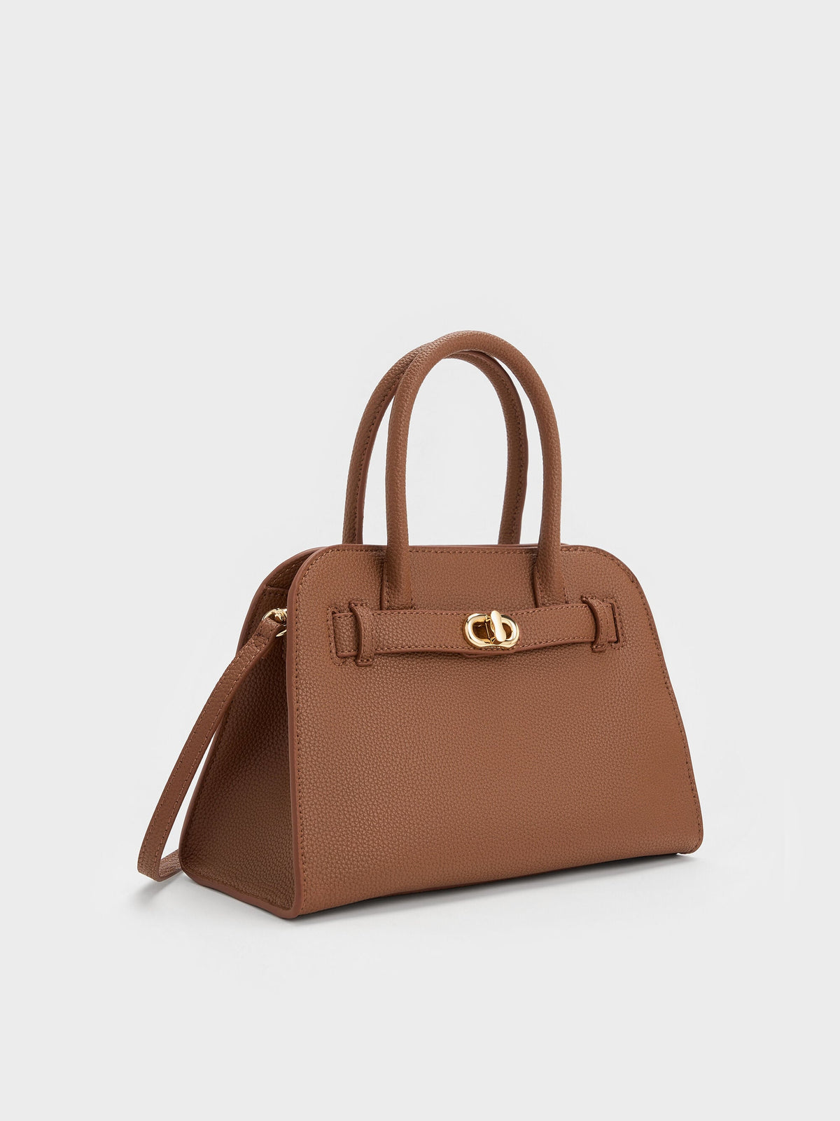 CHARLES & KEITH Exclusive | Aubrielle Belted Tote Bag - Chocolate