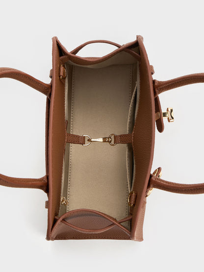 CHARLES & KEITH Exclusive | Aubrielle Belted Tote Bag - Chocolate