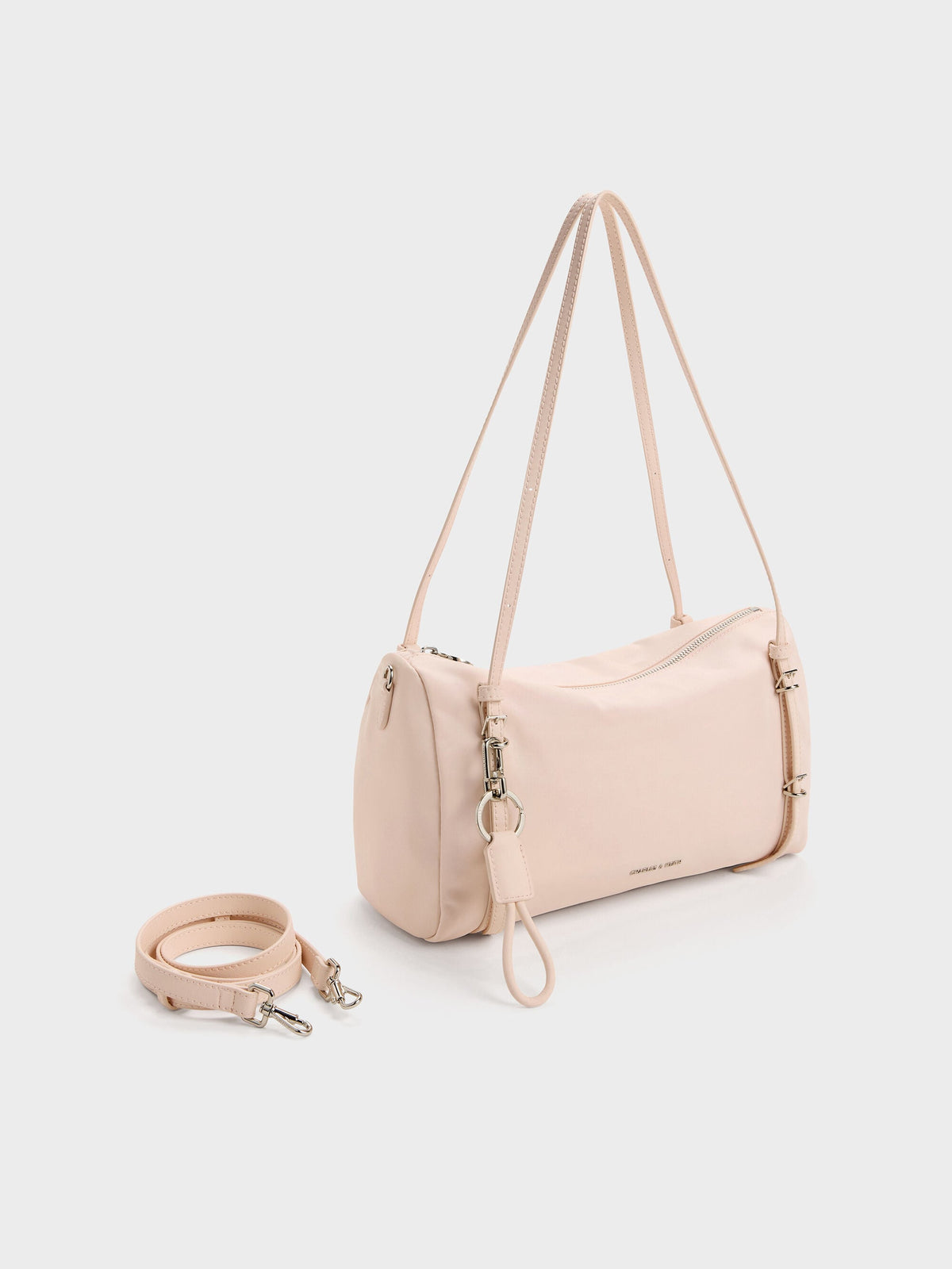 CHARLES & KEITH Top Pick | Levy Nylon Shoulder Bag - Soft Pink