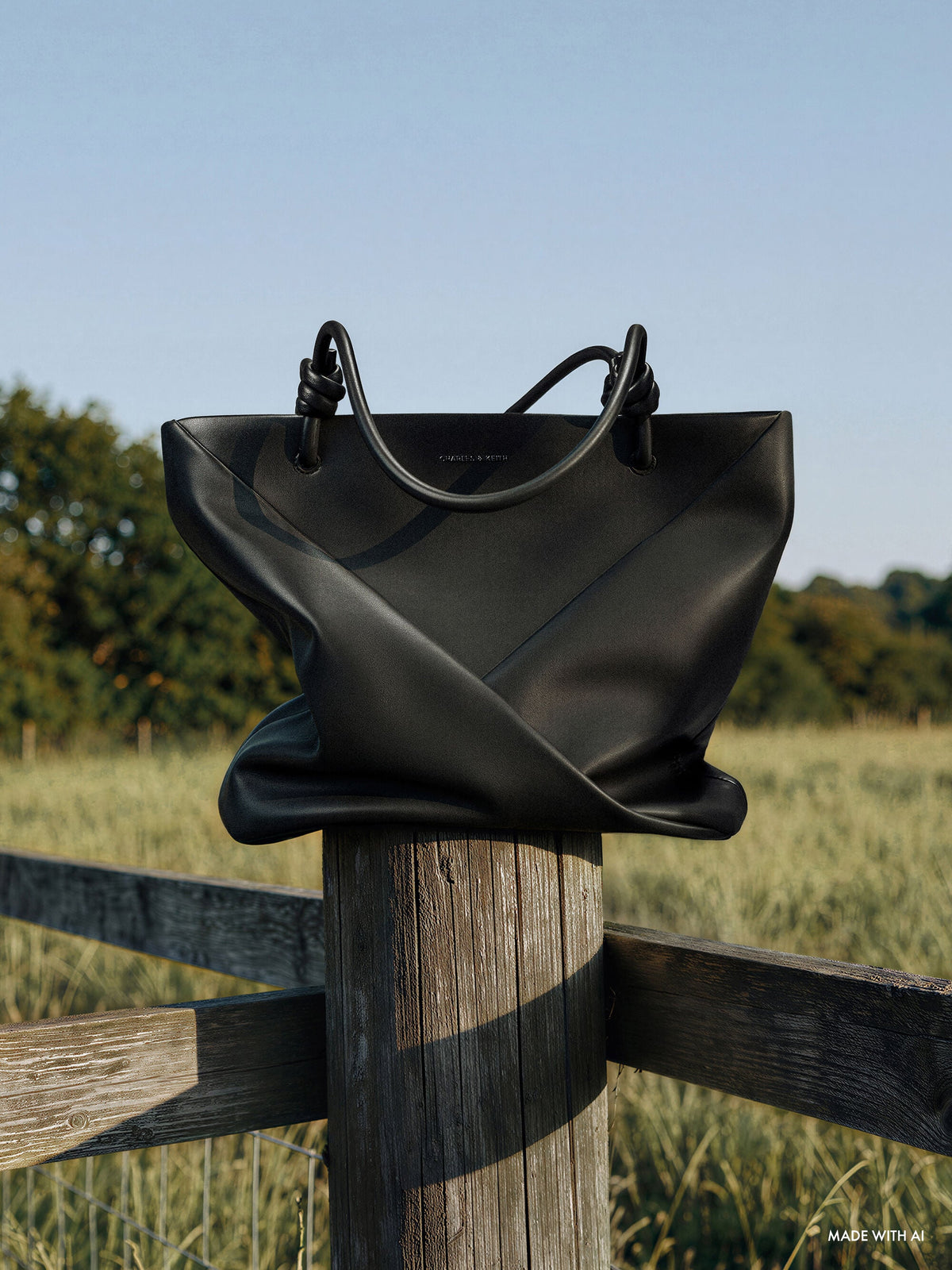 CHARLES & KEITH Trusted | Midori Geometric Tote Bag - Jet Black