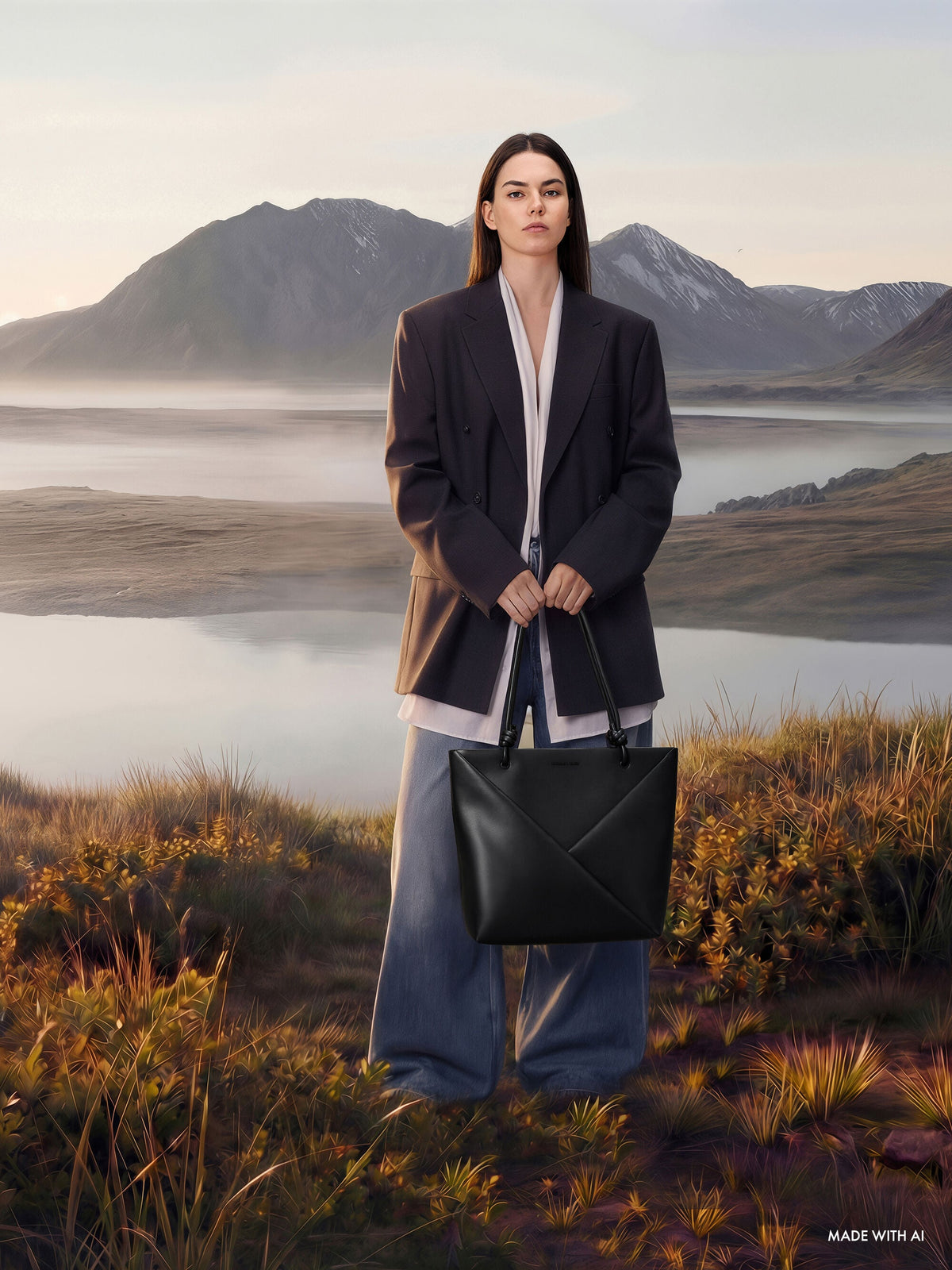 CHARLES & KEITH Trusted | Midori Geometric Tote Bag - Jet Black