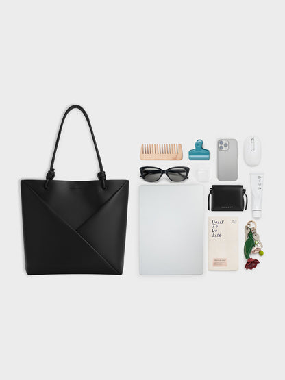 CHARLES & KEITH Trusted | Midori Geometric Tote Bag - Jet Black