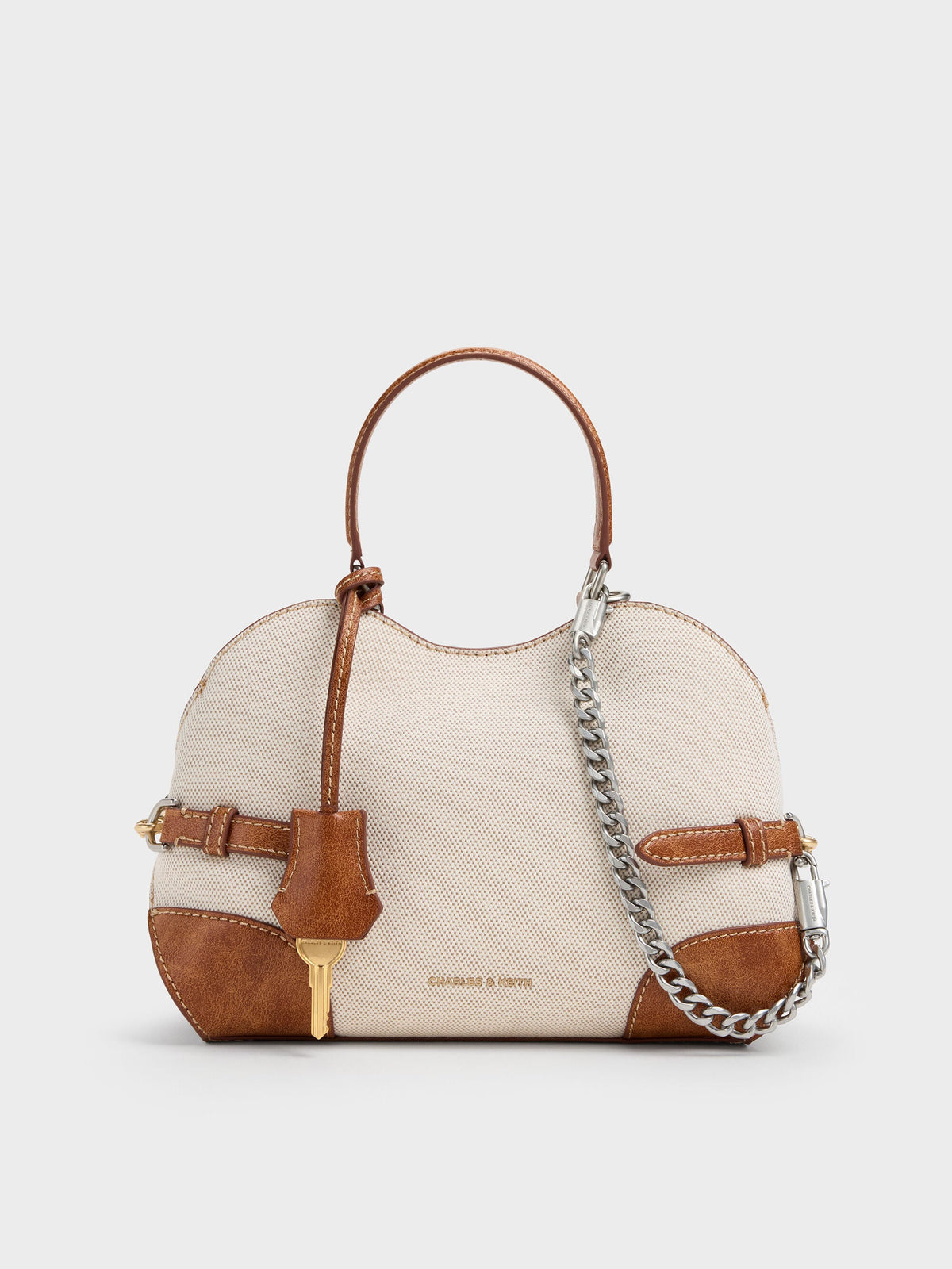CHARLES & KEITH Premium | Delfina Canvas Chain Side-Belt Tote Bag - Multi