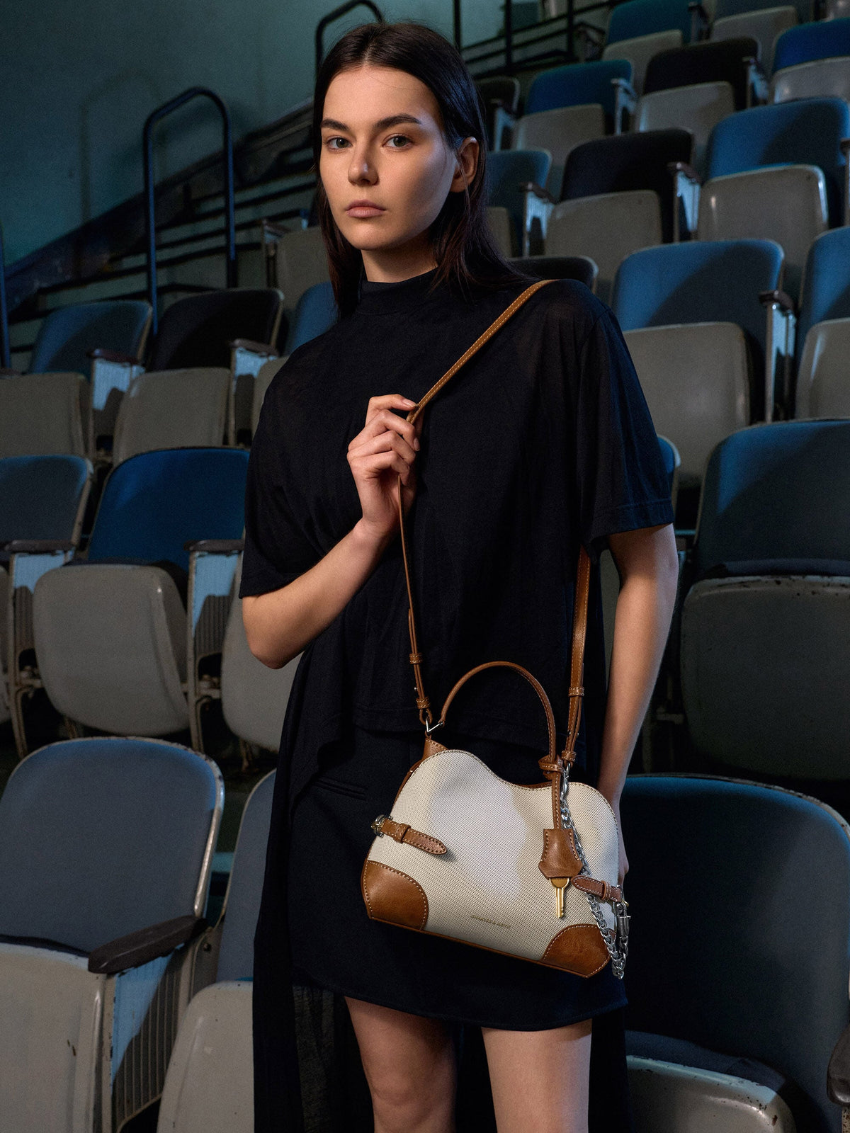 CHARLES & KEITH Premium | Delfina Canvas Chain Side-Belt Tote Bag - Multi