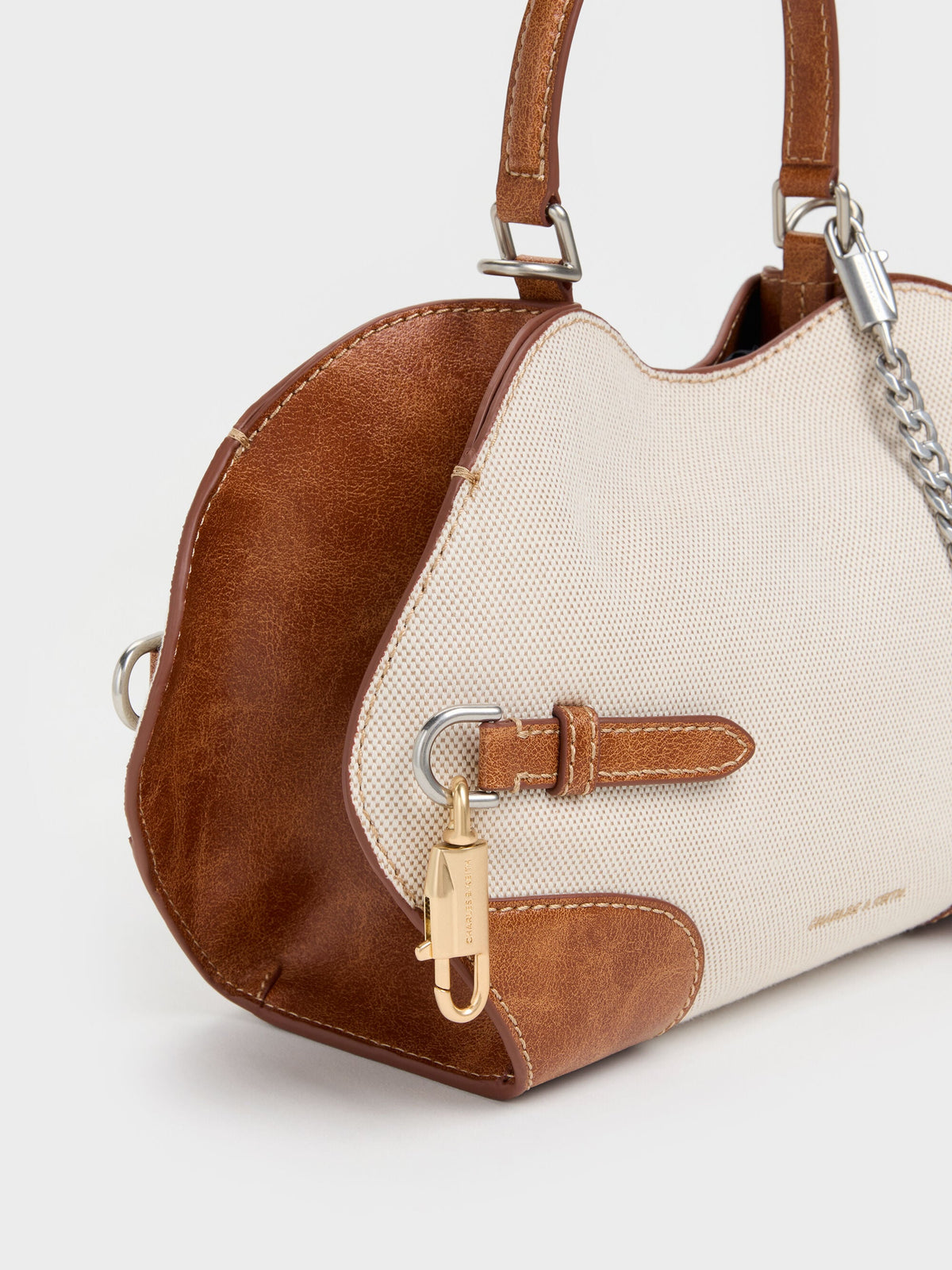 CHARLES & KEITH Premium | Delfina Canvas Chain Side-Belt Tote Bag - Multi