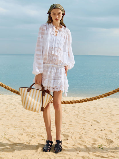 CHARLES & KEITH Discount | Large Ivanna Canvas Striped Tote Bag - Butterscotch Yellow