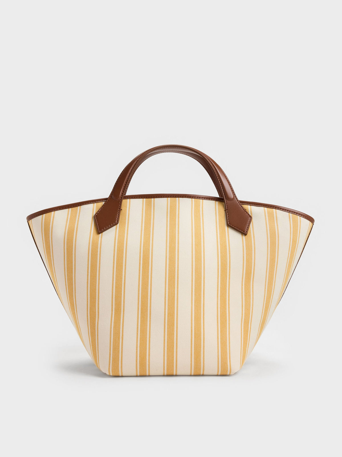 CHARLES & KEITH Discount | Large Ivanna Canvas Striped Tote Bag - Butterscotch Yellow