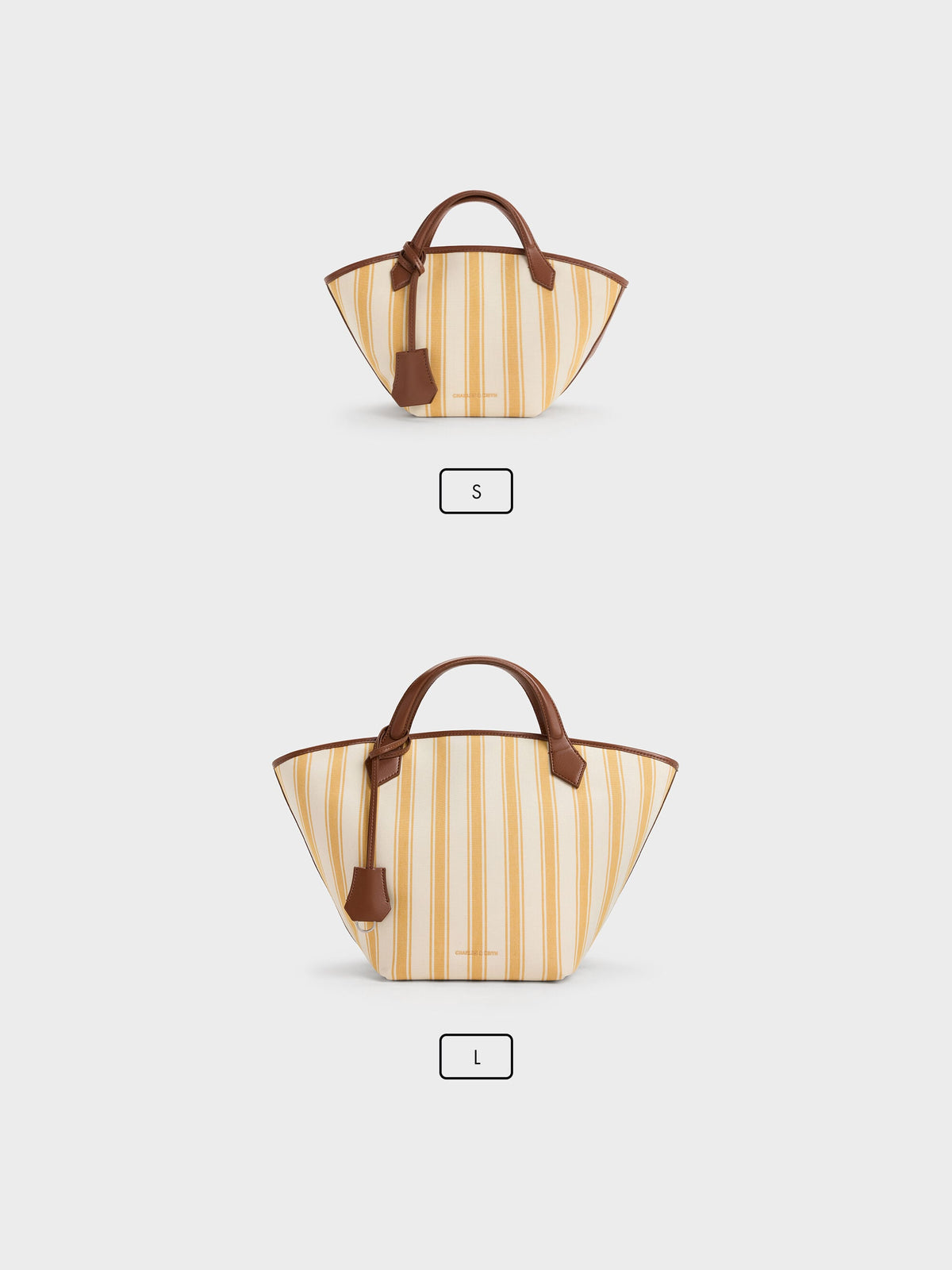 CHARLES & KEITH Discount | Large Ivanna Canvas Striped Tote Bag - Butterscotch Yellow