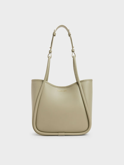 CHARLES & KEITH Exclusive | Mini Lyla Tubular Tote Bag - Pale Olive