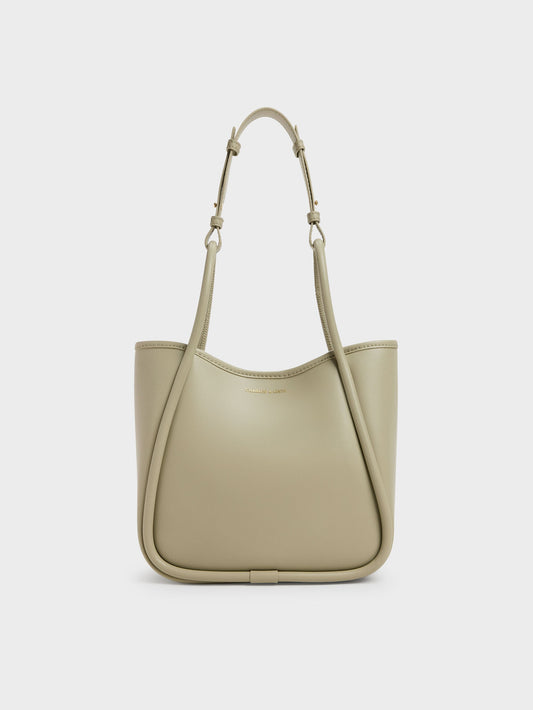 CHARLES & KEITH Exclusive | Mini Lyla Tubular Tote Bag - Pale Olive