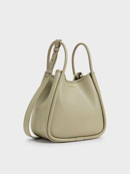 CHARLES & KEITH Exclusive | Mini Lyla Tubular Tote Bag - Pale Olive