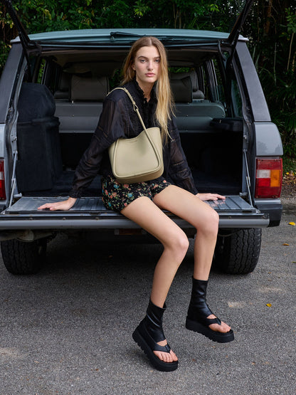 CHARLES & KEITH Exclusive | Mini Lyla Tubular Tote Bag - Pale Olive