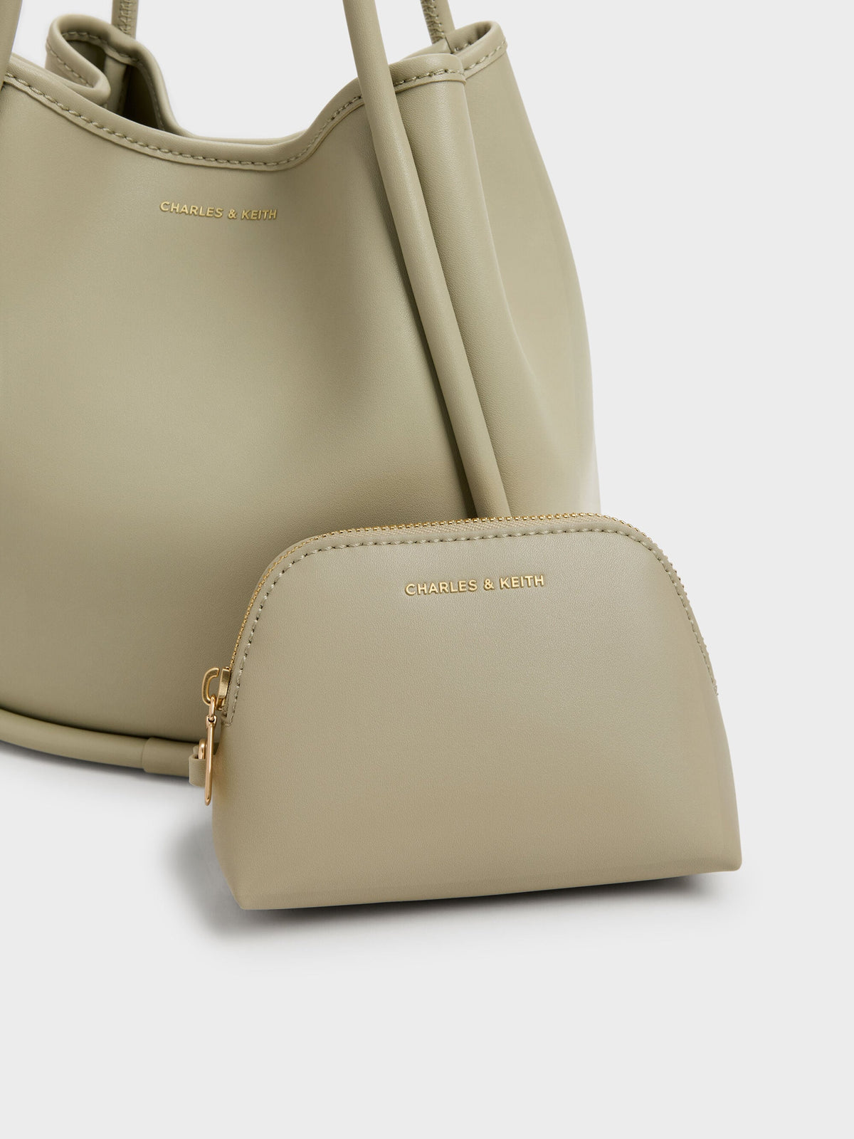 CHARLES & KEITH Exclusive | Mini Lyla Tubular Tote Bag - Pale Olive