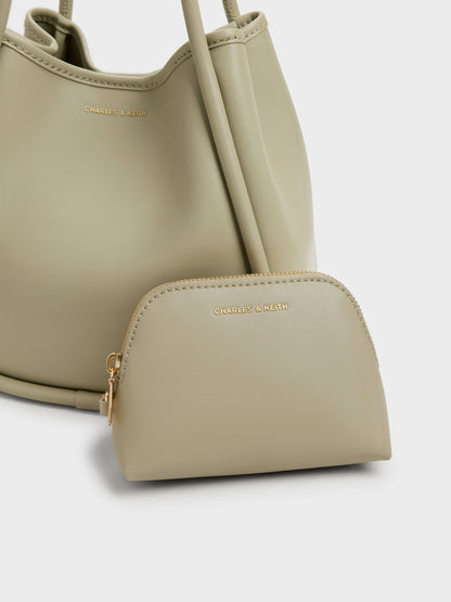 CHARLES & KEITH Exclusive | Mini Lyla Tubular Tote Bag - Pale Olive