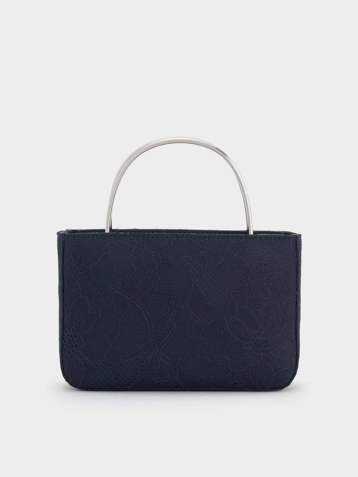 CHARLES & KEITH Classic | Jennis Lace & Satin Top Handle Bag - Dark Blue Textured
