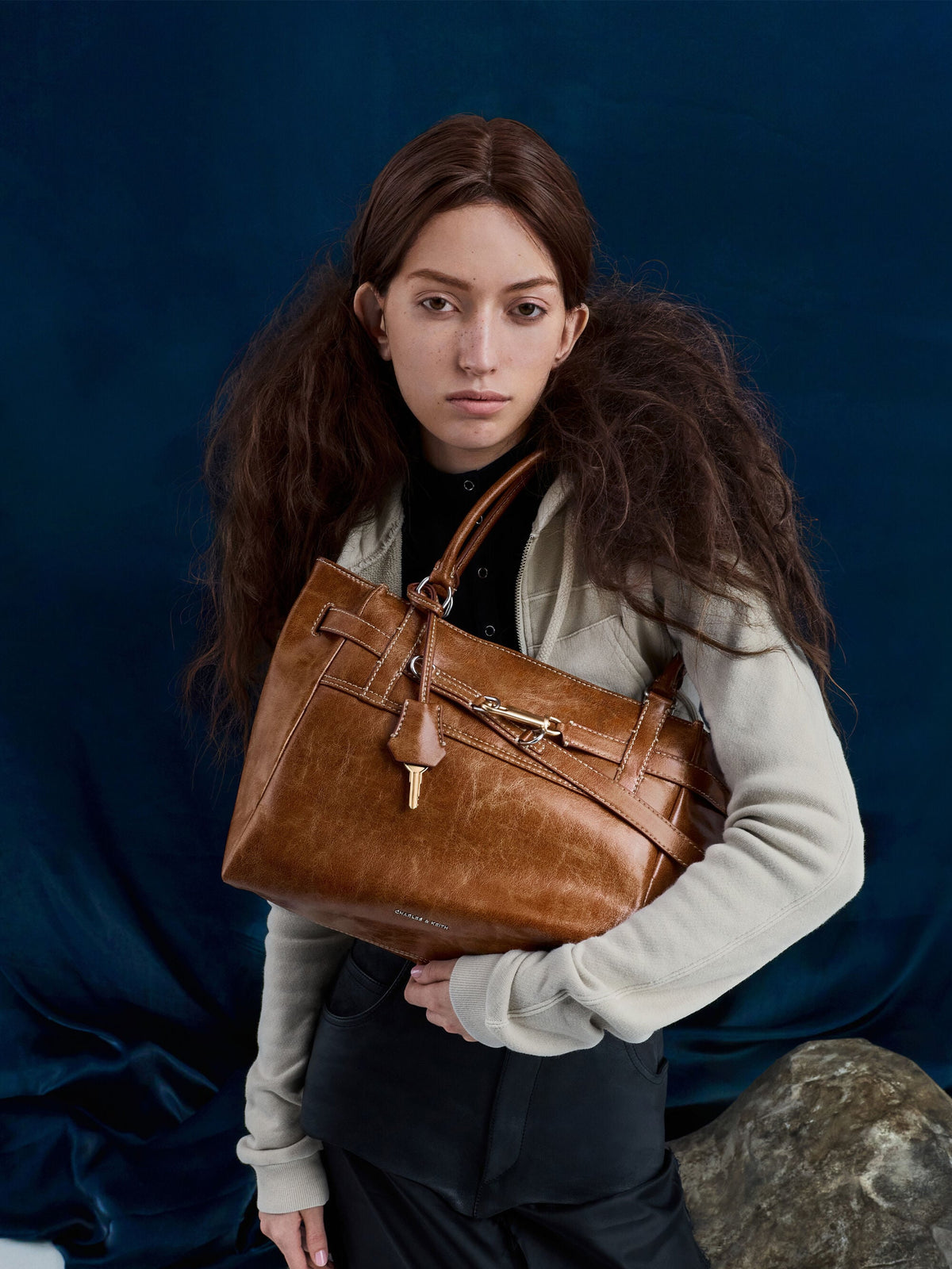 CHARLES & KEITH Discount | Delfina Belted Tote Bag - Distressed Tan