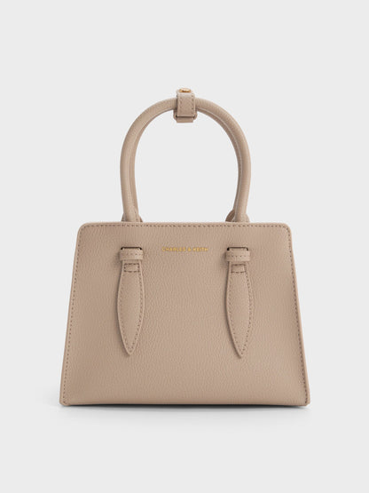 CHARLES & KEITH Value | Allyn Structured Trapeze Tote Bag - Taupe