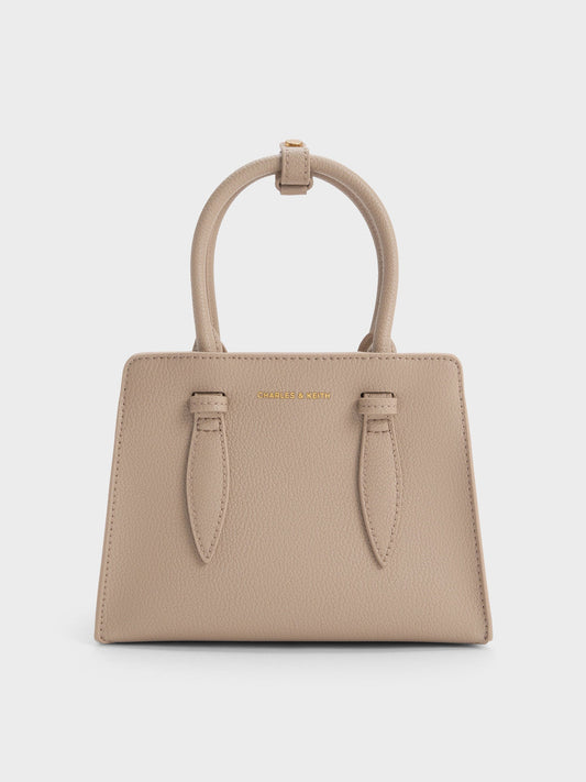 CHARLES & KEITH Value | Allyn Structured Trapeze Tote Bag - Taupe