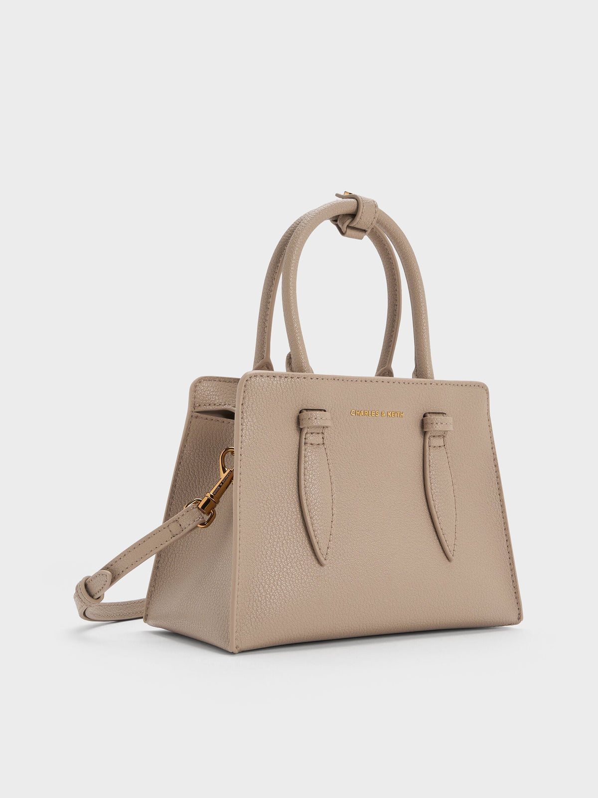 CHARLES & KEITH Value | Allyn Structured Trapeze Tote Bag - Taupe