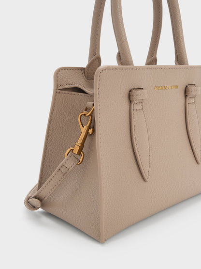 CHARLES & KEITH Value | Allyn Structured Trapeze Tote Bag - Taupe