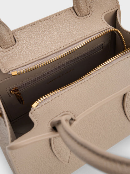 CHARLES & KEITH Value | Allyn Structured Trapeze Tote Bag - Taupe