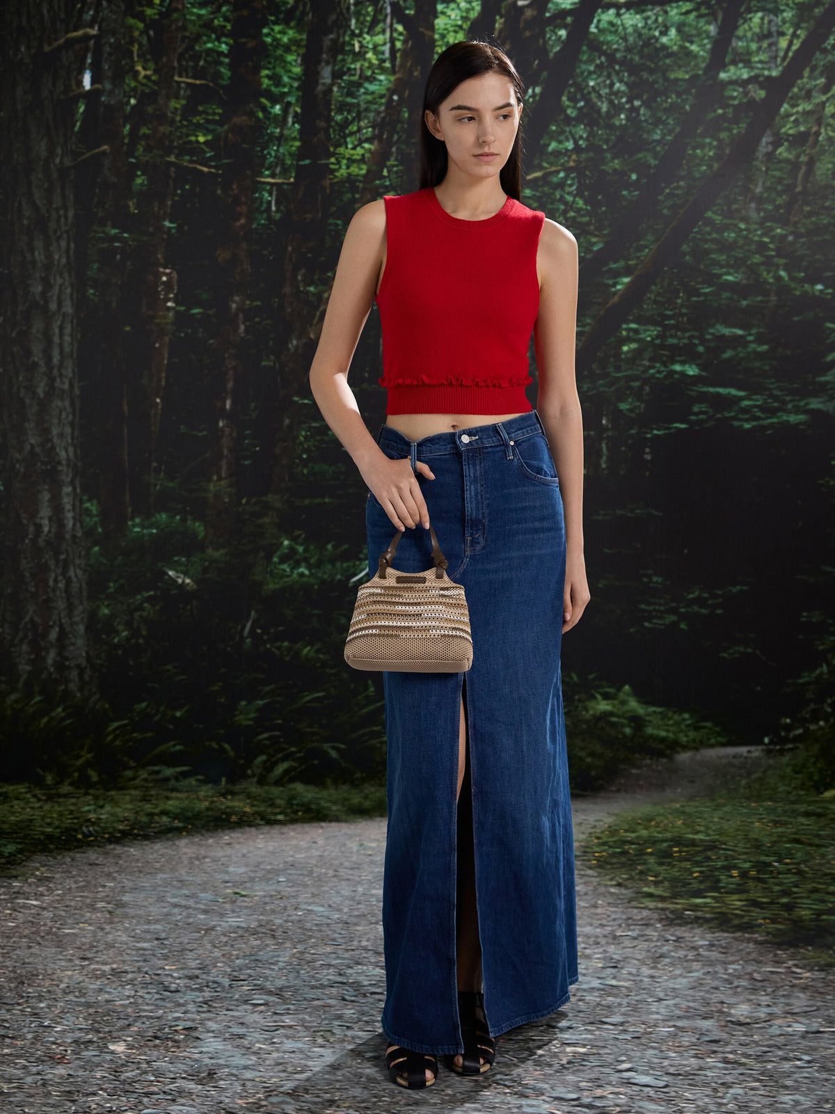CHARLES & KEITH Quality | Mini Ida Multi-Stripe Knitted Tote Bag - Multi Brown