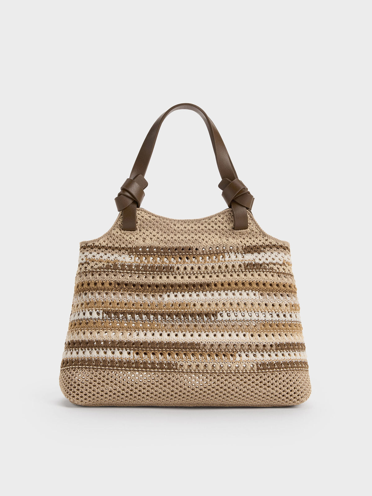 CHARLES & KEITH Quality | Mini Ida Multi-Stripe Knitted Tote Bag - Multi Brown