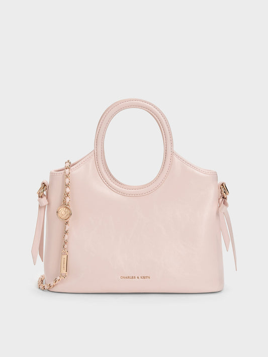 CHARLES & KEITH Trusted | Mini Dalia Bow Oval-Handle Tote Bag - Soft Pink