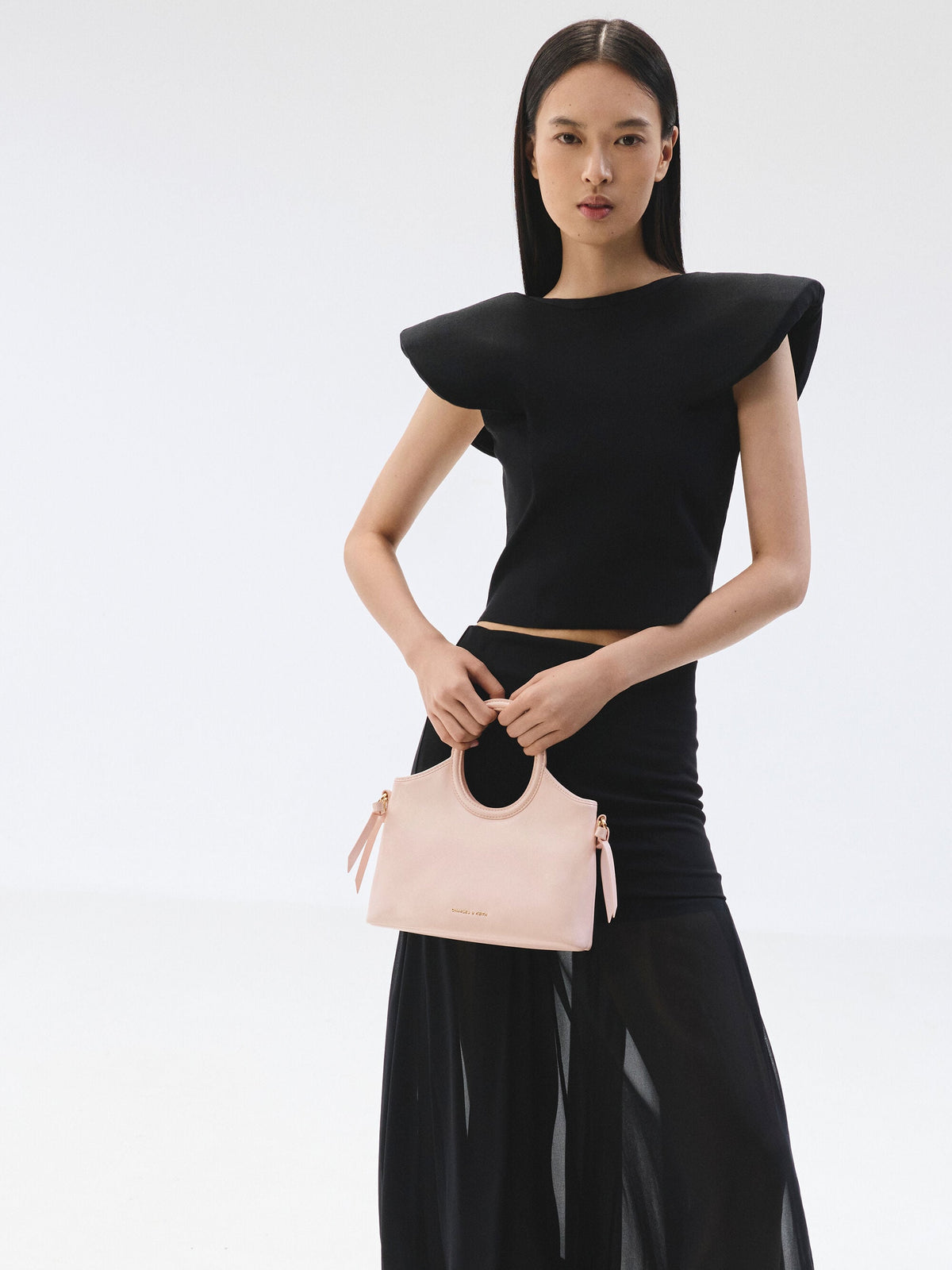 CHARLES & KEITH Trusted | Mini Dalia Bow Oval-Handle Tote Bag - Soft Pink