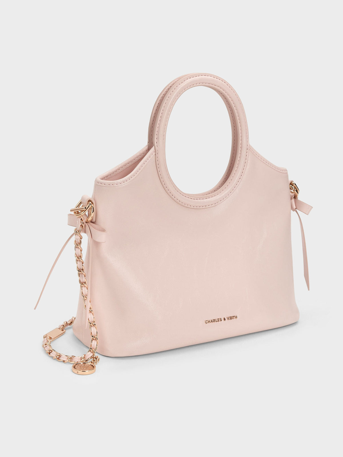 CHARLES & KEITH Trusted | Mini Dalia Bow Oval-Handle Tote Bag - Soft Pink