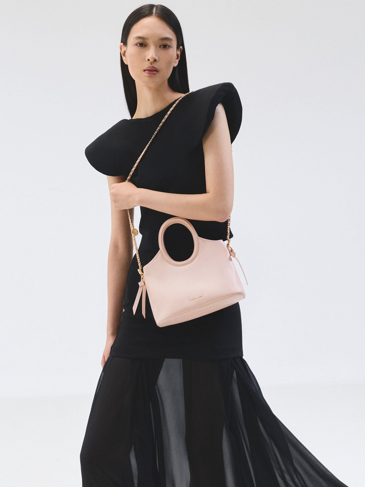 CHARLES & KEITH Trusted | Mini Dalia Bow Oval-Handle Tote Bag - Soft Pink