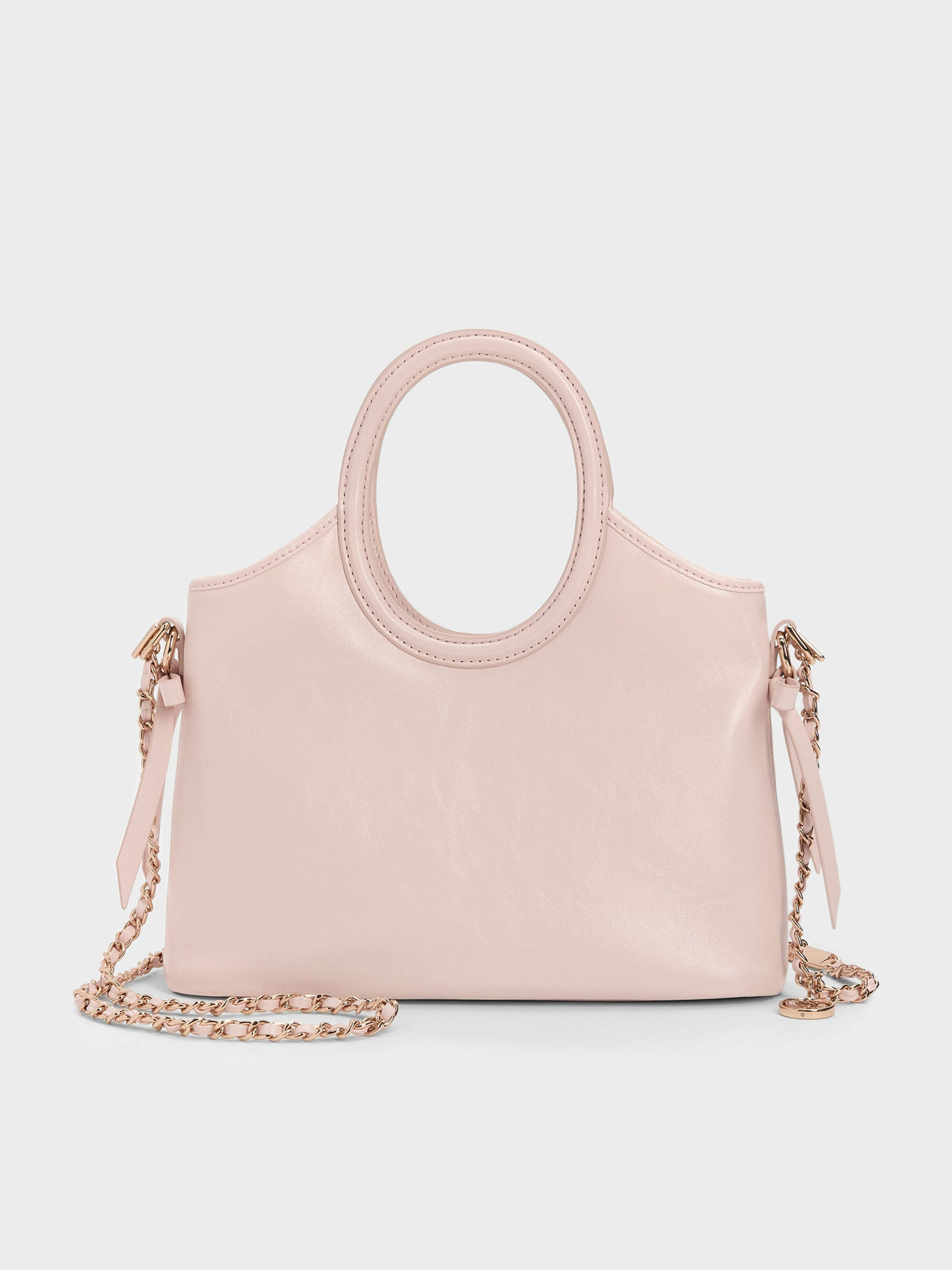 CHARLES & KEITH Trusted | Mini Dalia Bow Oval-Handle Tote Bag - Soft Pink