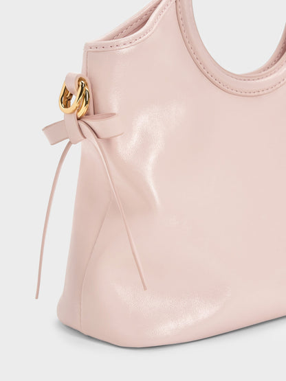 CHARLES & KEITH Trusted | Mini Dalia Bow Oval-Handle Tote Bag - Soft Pink
