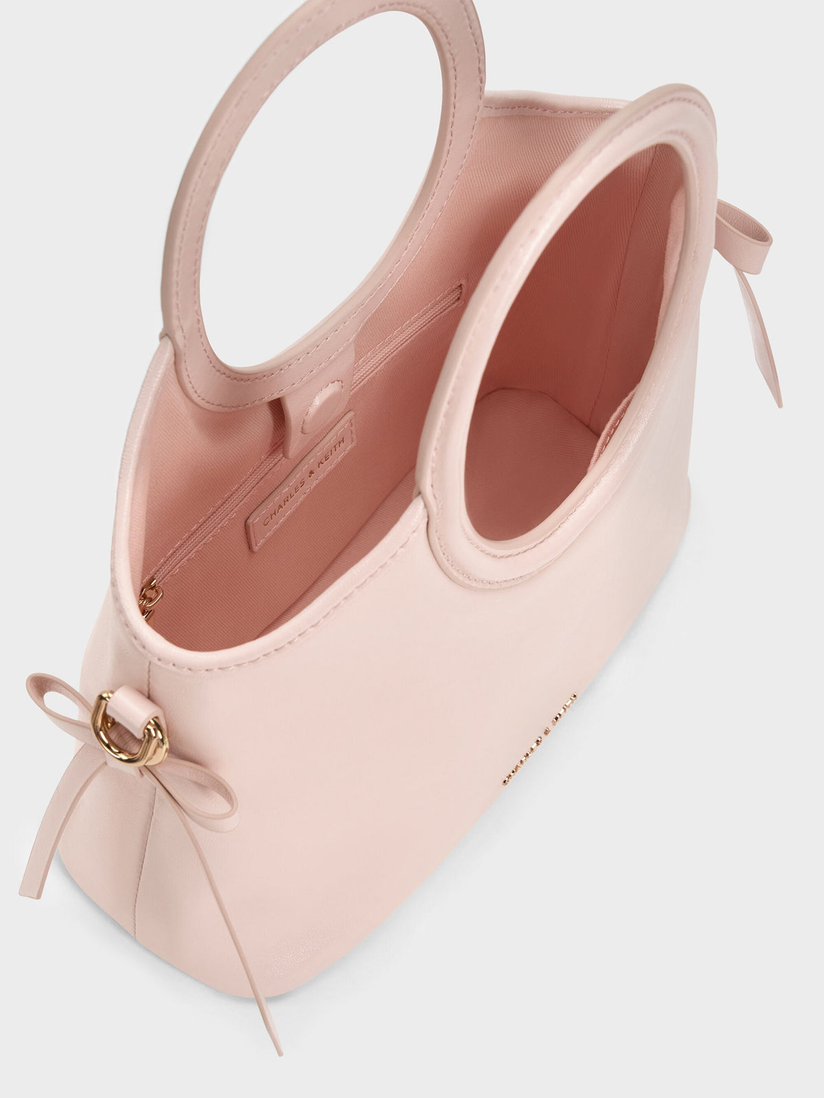 CHARLES & KEITH Trusted | Mini Dalia Bow Oval-Handle Tote Bag - Soft Pink