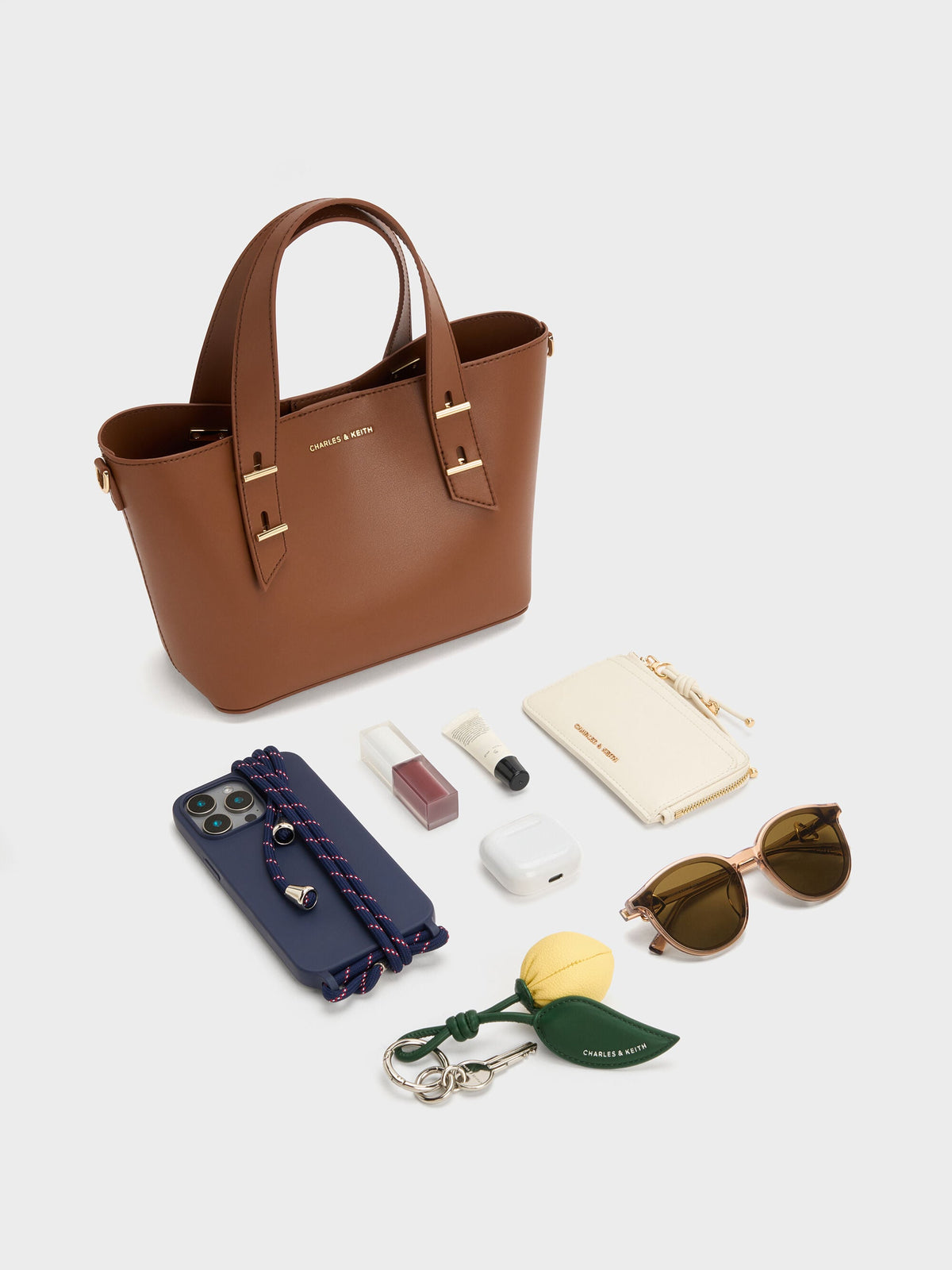 CHARLES & KEITH Exclusive | Mini Shania Tote Bag - Chocolate