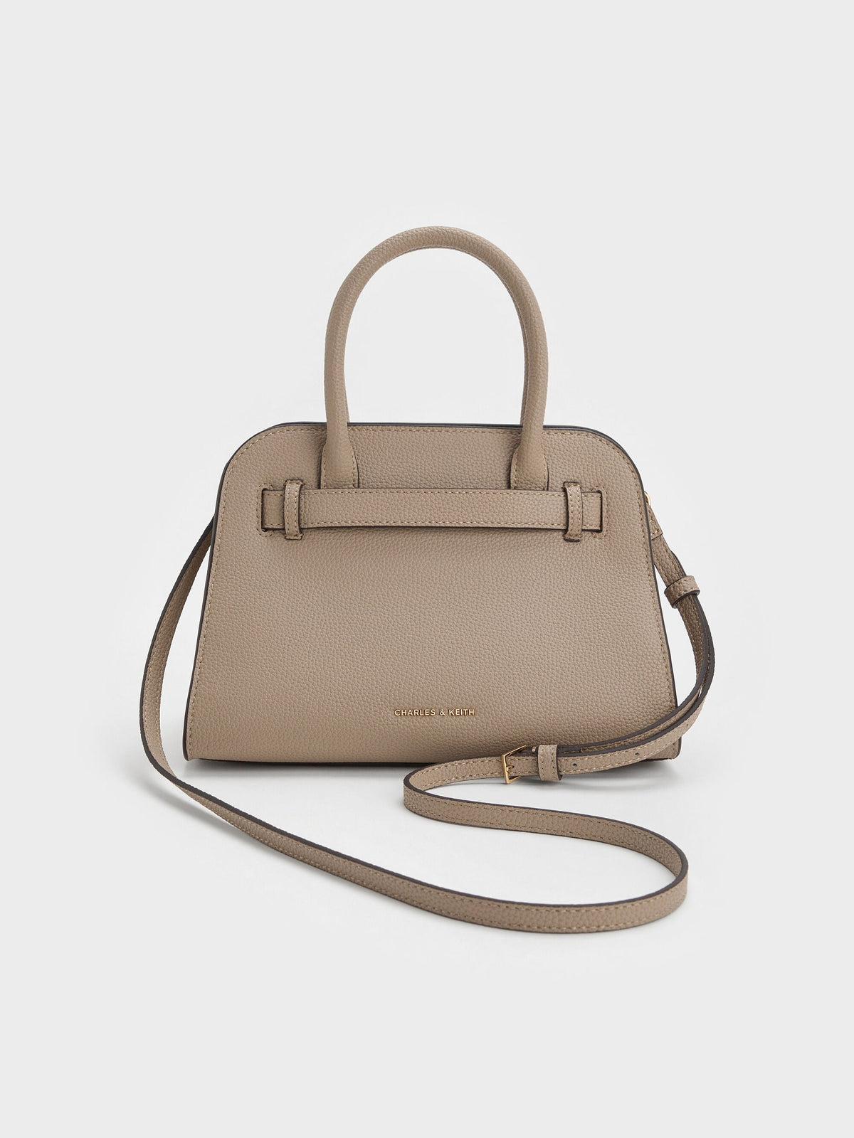 CHARLES & KEITH Deals | Aubrielle Belted Tote Bag - Taupe