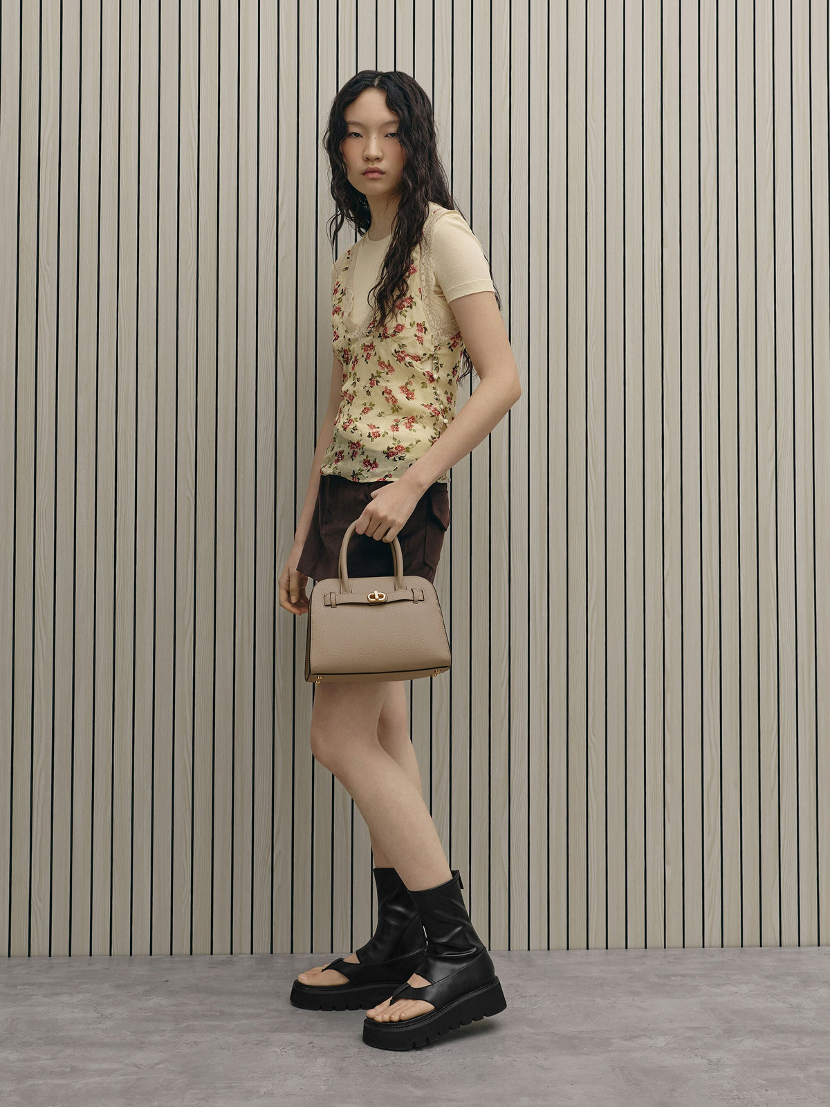 CHARLES & KEITH Deals | Aubrielle Belted Tote Bag - Taupe
