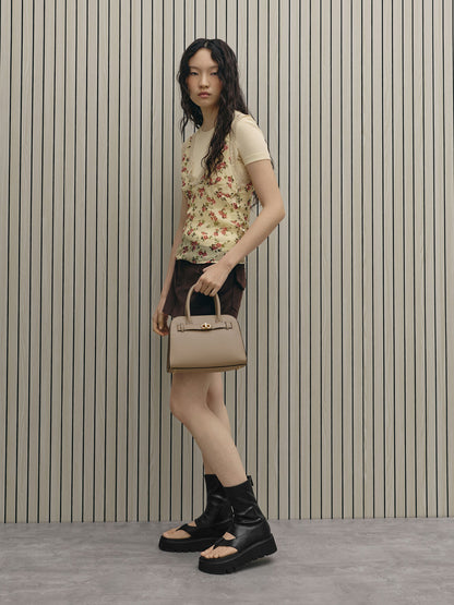 CHARLES & KEITH Deals | Aubrielle Belted Tote Bag - Taupe