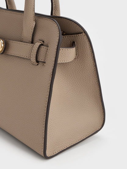 CHARLES & KEITH Deals | Aubrielle Belted Tote Bag - Taupe