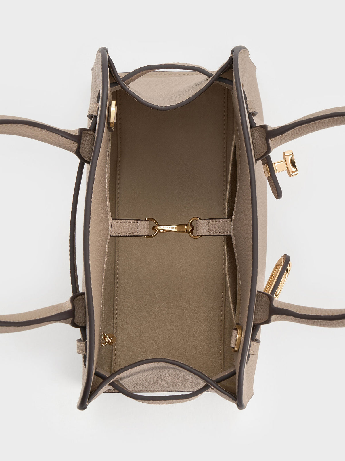 CHARLES & KEITH Deals | Aubrielle Belted Tote Bag - Taupe