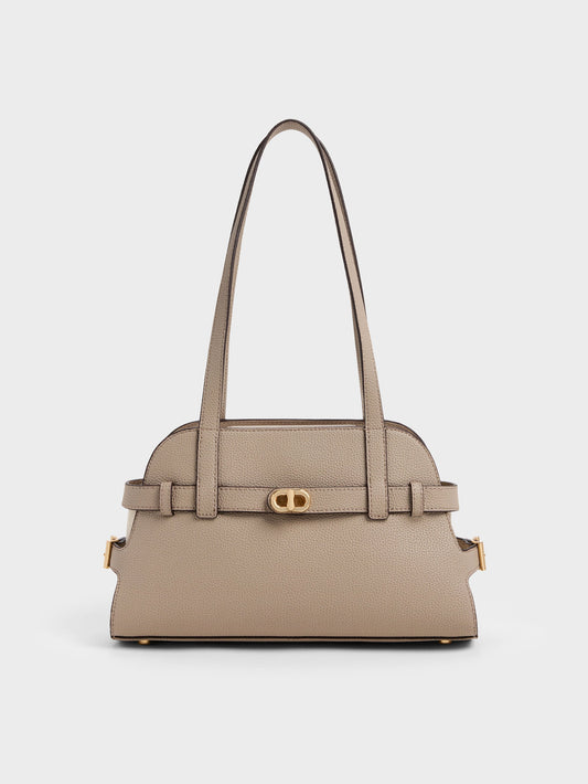 CHARLES & KEITH Quality | Aubrielle Belted Shoulder Bag - Taupe