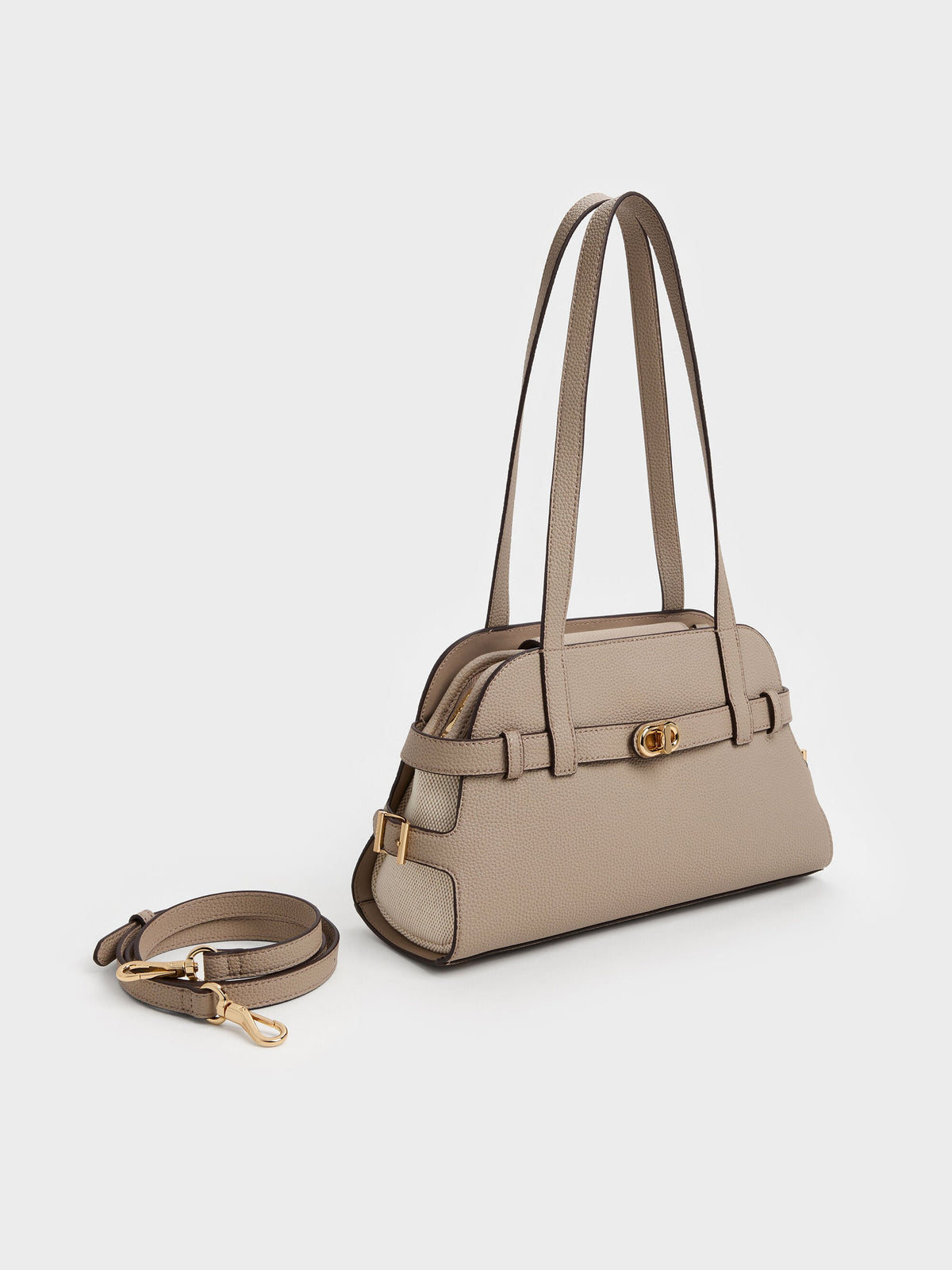 CHARLES & KEITH Quality | Aubrielle Belted Shoulder Bag - Taupe