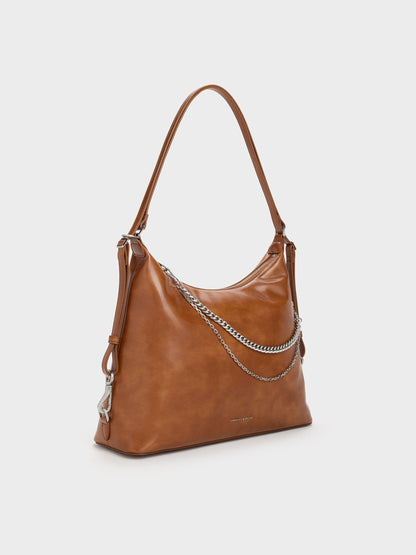 CHARLES & KEITH Featured | Atwood Chain Convertible Hobo Bag - Distressed Tan